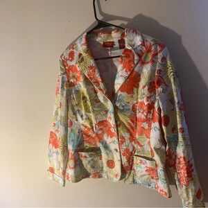 Valerie Stevens Floral Blazer Petites Size Large